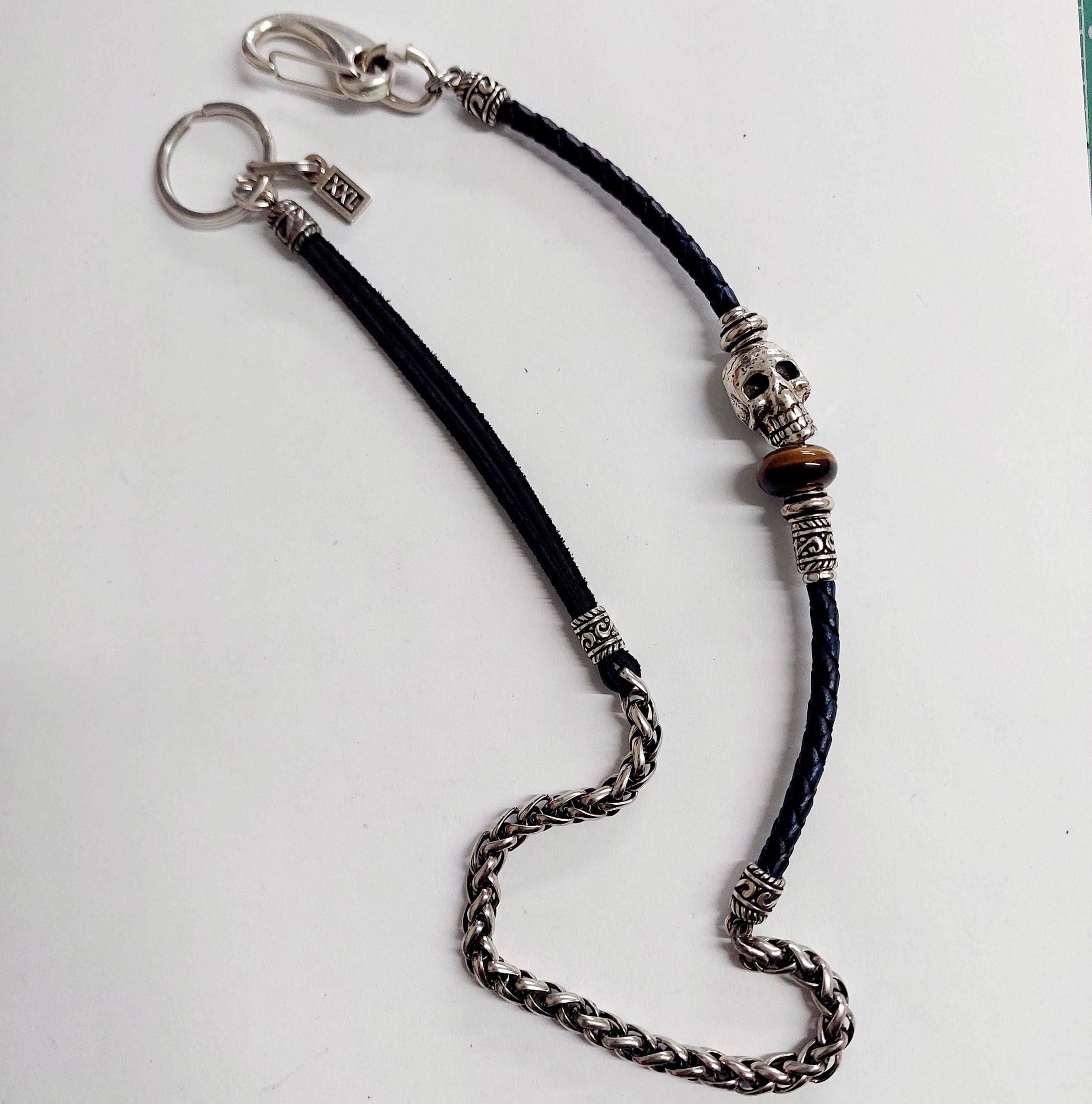 Chain wallet Skull leather