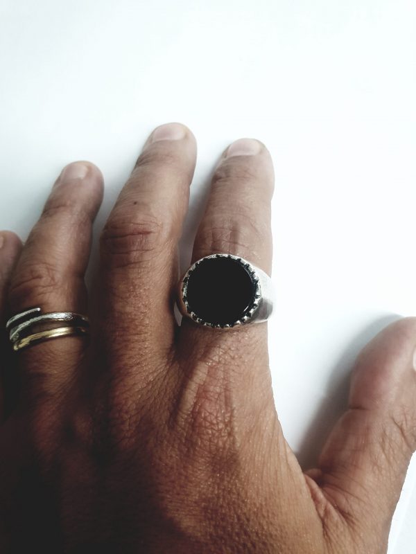 Onyx stone signet ring